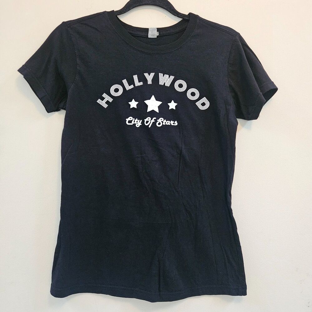 Rock Me Hollywood City of Stars T-shirt Black Women Size Large 100% Cotton